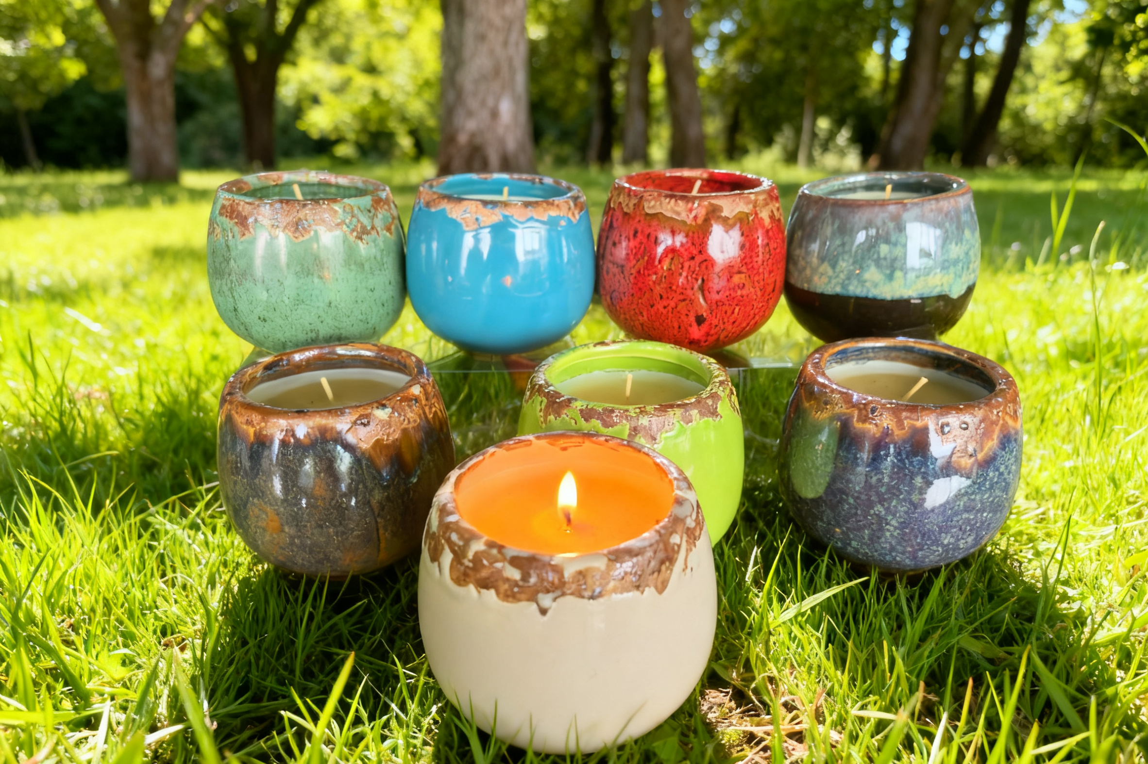 Rustic Ceramic Pot Filled Candle